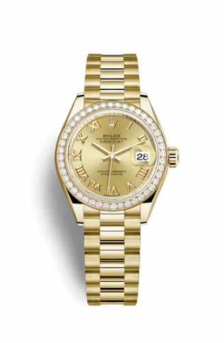 Rolex Lady-Datejust 28 Yellow Gold Diamond / President / Champagne Roman 279138rbr-0021 — фото часов Rolex Lady-Datejust 28 Yellow Gold Diamond / President / Champagne Roman 279138rbr-0021 — фото часов