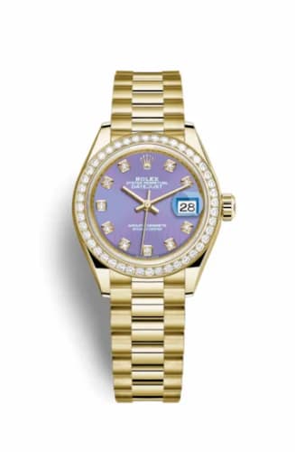 Rolex Lady-Datejust 28 Yellow Gold Diamond / President / Lavender Diamond 279138rbr-0027 — фото часов Rolex Lady-Datejust 28 Yellow Gold Diamond / President / Lavender Diamond 279138rbr-0027 — фото часов