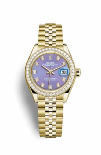 Rolex Lady-Datejust 28 Yellow Gold Diamond / Jubilee / Lavender Diamond 279138rbr-0028 — фото часов Rolex Lady-Datejust 28 Yellow Gold Diamond / Jubilee / Lavender Diamond 279138rbr-0028 — фото часов
