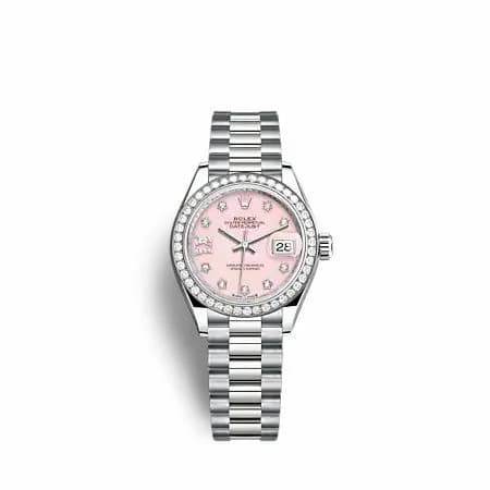 Rolex Lady-Datejust 28 White Gold - Diamond / President / Pink Opal 279139RBR-0002 — фото часов Rolex Lady-Datejust 28 White Gold - Diamond / President / Pink Opal 279139RBR-0002 — фото часов