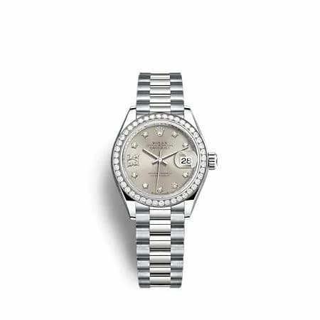 Rolex Lady-Datejust 28 White Gold - Diamond / President / Silver - Diamond 279139RBR-0003 — фото часов Rolex Lady-Datejust 28 White Gold - Diamond / President / Silver - Diamond 279139RBR-0003 — фото часов