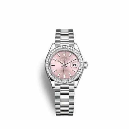 Rolex Lady-Datejust 28 White Gold - Diamond / President / Pink 279139RBR-0004 — фото часов Rolex Lady-Datejust 28 White Gold - Diamond / President / Pink 279139RBR-0004 — фото часов