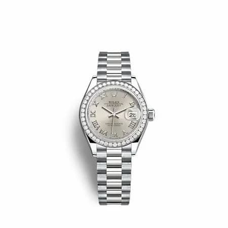Rolex Lady-Datejust 28 White Gold - Diamond / President / Silver - Roman 279139RBR-0007