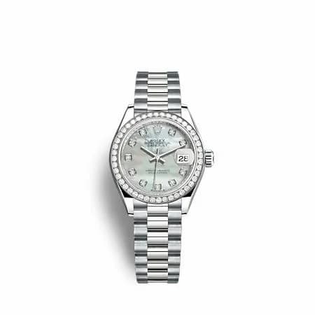 Rolex Lady-Datejust 28 White Gold - Diamond / President / MOP 279139RBR-0008 — фото часов Rolex Lady-Datejust 28 White Gold - Diamond / President / MOP 279139RBR-0008 — фото часов