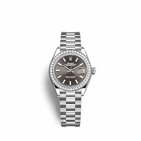 Rolex Lady-Datejust 28 White Gold - Diamond / President / Grey 279139RBR-0009 — фото часов Rolex Lady-Datejust 28 White Gold - Diamond / President / Grey 279139RBR-0009 — фото часов