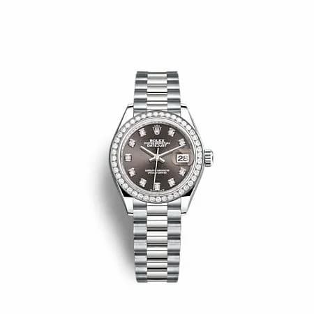 Rolex Lady-Datejust 28 White Gold - Diamond / President / Grey - Diamond 279139RBR-0011 — фото часов Rolex Lady-Datejust 28 White Gold - Diamond / President / Grey - Diamond 279139RBR-0011 — фото часов