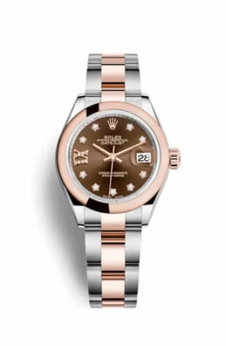 Rolex Lady-Datejust 28 Rolesor Rose Domed / Oyster / Chocolate Diamond 279161-0004 — фото часов Rolex Lady-Datejust 28 Rolesor Rose Domed / Oyster / Chocolate Diamond 279161-0004 — фото часов