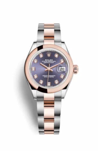 Rolex Lady-Datejust 28 Rolesor Rose Domed / Oyster / Aubergine Diamonds 279161-0016 — фото часов Rolex Lady-Datejust 28 Rolesor Rose Domed / Oyster / Aubergine Diamonds 279161-0016 — фото часов