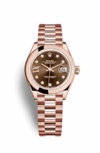 Rolex Lady-Datejust 28 Everose Domed / President / Chocolate Diamond 279165-0002 — фото часов Rolex Lady-Datejust 28 Everose Domed / President / Chocolate Diamond 279165-0002 — фото часов
