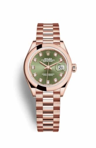 Rolex Lady-Datejust 28 Everose Domed / President / Olive Green Diamond 279165-0011 — фото часов Rolex Lady-Datejust 28 Everose Domed / President / Olive Green Diamond 279165-0011 — фото часов