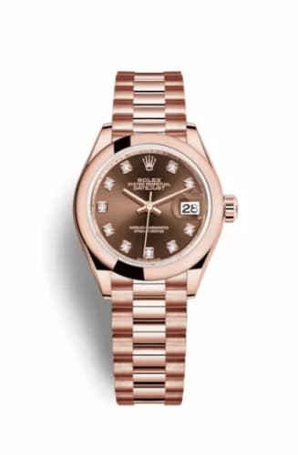 Rolex Lady-Datejust 28 Everose Domed / President / Chocolate Diamond 279165-0015 — фото часов Rolex Lady-Datejust 28 Everose Domed / President / Chocolate Diamond 279165-0015 — фото часов