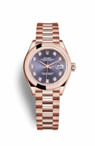 Rolex Lady-Datejust 28 Everose Domed / President / Aubergine 279165-0019 — фото часов Rolex Lady-Datejust 28 Everose Domed / President / Aubergine 279165-0019 — фото часов