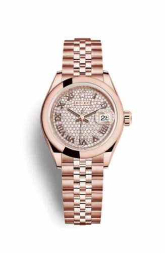 Rolex Lady-Datejust 28 Everose Domed / Jubilee / Paved Roman 279165-0024 — фото часов Rolex Lady-Datejust 28 Everose Domed / Jubilee / Paved Roman 279165-0024 — фото часов