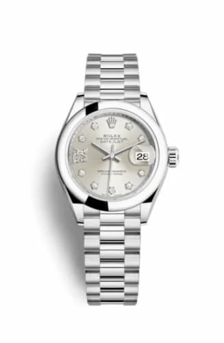 Rolex Lady-Datejust 28 Platinum Domed / President / Silver Diamond 279166-0001 — фото часов Rolex Lady-Datejust 28 Platinum Domed / President / Silver Diamond 279166-0001 — фото часов