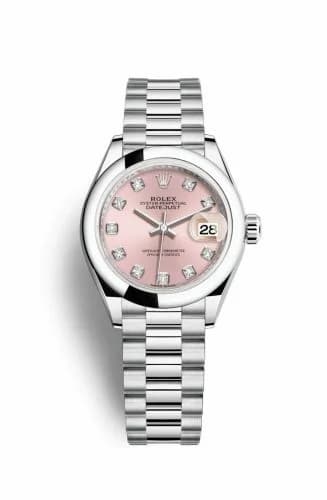 Rolex Lady-Datejust 28 Platinum Domed / President / Silver Diamond 279166-0005 — фото часов Rolex Lady-Datejust 28 Platinum Domed / President / Silver Diamond 279166-0005 — фото часов
