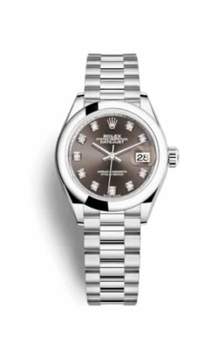 Rolex Lady-Datejust 28 Platinum Domed / President / Dark Grey Diamond 279166-0011 — фото часов Rolex Lady-Datejust 28 Platinum Domed / President / Dark Grey Diamond 279166-0011 — фото часов