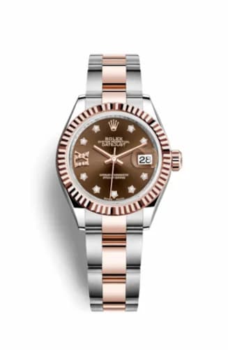 Rolex Lady-Datejust 28 Rolesor Rose Fluted / Oyster / Chocolate Diamond 279171-0004 — фото часов Rolex Lady-Datejust 28 Rolesor Rose Fluted / Oyster / Chocolate Diamond 279171-0004 — фото часов
