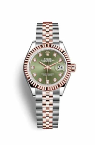 Rolex Lady-Datejust 28 Rolesor Rose Fluted / Jubilee / Olive Diamonds 279171-0007 — фото часов Rolex Lady-Datejust 28 Rolesor Rose Fluted / Jubilee / Olive Diamonds 279171-0007 — фото часов