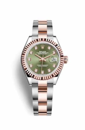 Rolex Lady-Datejust 28 Rolesor Rose Fluted / Oyster / Olive Diamonds 279171-0008 — фото часов Rolex Lady-Datejust 28 Rolesor Rose Fluted / Oyster / Olive Diamonds 279171-0008 — фото часов