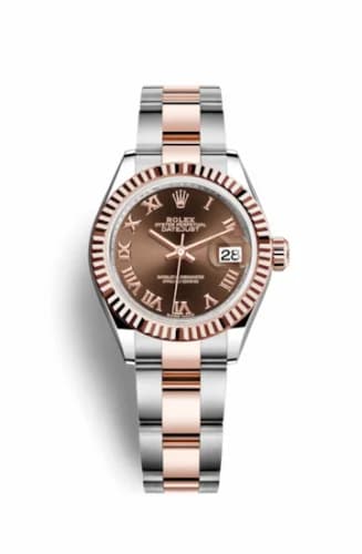Rolex Lady-Datejust 28 Rolesor Rose Fluted / Oyster / Chocolate Roman 279171-0010 — фото часов Rolex Lady-Datejust 28 Rolesor Rose Fluted / Oyster / Chocolate Roman 279171-0010 — фото часов