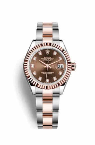 Rolex Lady-Datejust 28 Rolesor Rose Fluted / Oyster / Chocolate Diamond 279171-0012 — фото часов Rolex Lady-Datejust 28 Rolesor Rose Fluted / Oyster / Chocolate Diamond 279171-0012 — фото часов