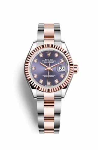 Rolex Lady-Datejust 28 Rolesor Rose Fluted / Oyster / Aubergine Diamonds 279171-0016 — фото часов Rolex Lady-Datejust 28 Rolesor Rose Fluted / Oyster / Aubergine Diamonds 279171-0016 — фото часов
