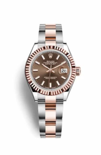Rolex Lady-Datejust 28 Rolesor Rose Fluted / Oyster / Chocolate 279171-0018 — фото часов Rolex Lady-Datejust 28 Rolesor Rose Fluted / Oyster / Chocolate 279171-0018 — фото часов