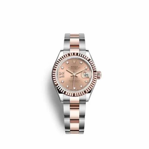 Rolex Lady-Datejust 28 Stainless Steel / Rose Gold / Fluted / Rose - Diamond / Oyster 279171-0028 — фото часов Rolex Lady-Datejust 28 Stainless Steel / Rose Gold / Fluted / Rose - Diamond / Oyster 279171-0028 — фото часов