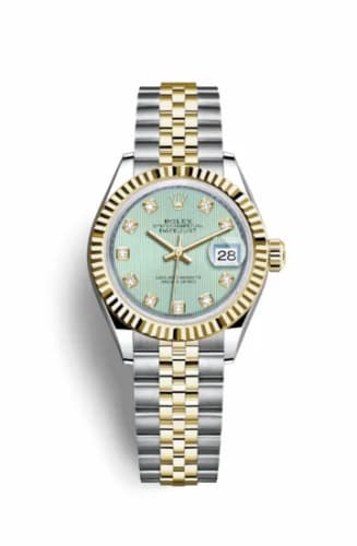 Rolex Lady-Datejust 28 Rolesor Yellow Fluted / Jubilee / Mint Green Tuxedo 279173-0015 — фото часов Rolex Lady-Datejust 28 Rolesor Yellow Fluted / Jubilee / Mint Green Tuxedo 279173-0015 — фото часов