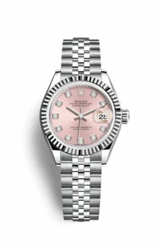 Rolex Lady-Datejust 28 Stainless Steel Fluted / Pink - Diamond / Jubilee 279174-0003 — фото часов Rolex Lady-Datejust 28 Stainless Steel Fluted / Pink - Diamond / Jubilee 279174-0003 — фото часов