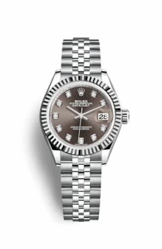 Rolex Lady-Datejust 28 Stainless Steel Fluted / Grey - Diamond / Jubilee 279174-0015 — фото часов Rolex Lady-Datejust 28 Stainless Steel Fluted / Grey - Diamond / Jubilee 279174-0015 — фото часов