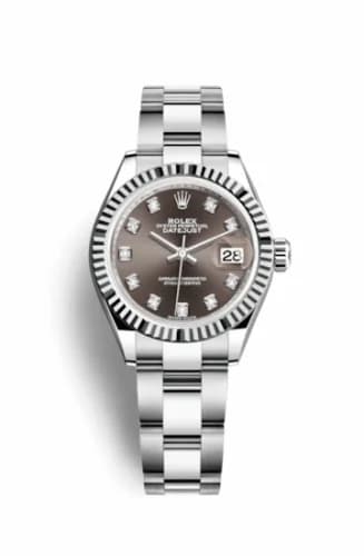 Rolex Lady-Datejust 28 Stainless Steel Fluted / Grey - Diamond / Oyster 279174-0016 — фото часов Rolex Lady-Datejust 28 Stainless Steel Fluted / Grey - Diamond / Oyster 279174-0016 — фото часов