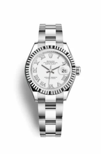 Rolex Lady-Datejust 28 Stainless Steel Fluted / White - Roman / Oyster 279174-0020 — фото часов Rolex Lady-Datejust 28 Stainless Steel Fluted / White - Roman / Oyster 279174-0020 — фото часов