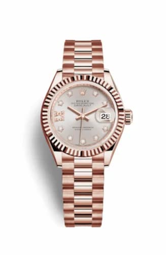 Rolex Lady-Datejust 28 Everose Fluted / President/ Sundust Diamond 279175-0005 — фото часов Rolex Lady-Datejust 28 Everose Fluted / President/ Sundust Diamond 279175-0005 — фото часов