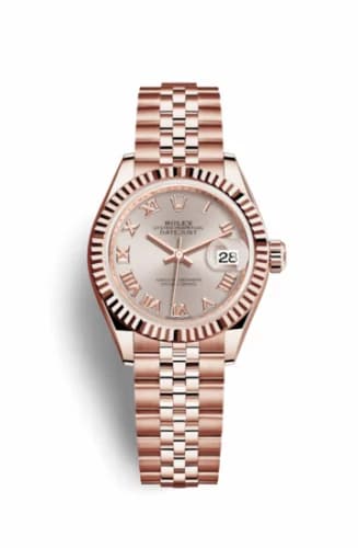 Rolex Lady-Datejust 28 Everose Fluted / Jubilee / Sundust Roman 279175-0012 — фото часов Rolex Lady-Datejust 28 Everose Fluted / Jubilee / Sundust Roman 279175-0012 — фото часов