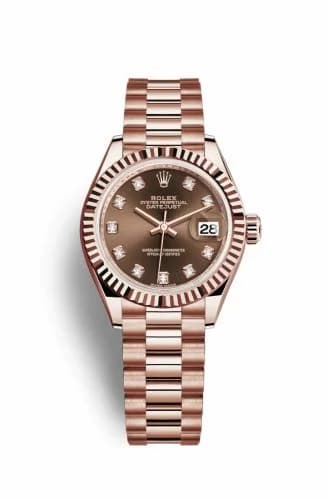 Rolex Lady-Datejust 28 Everose Fluted / President / Chocolate Diamond 279175-0016 — фото часов Rolex Lady-Datejust 28 Everose Fluted / President / Chocolate Diamond 279175-0016 — фото часов