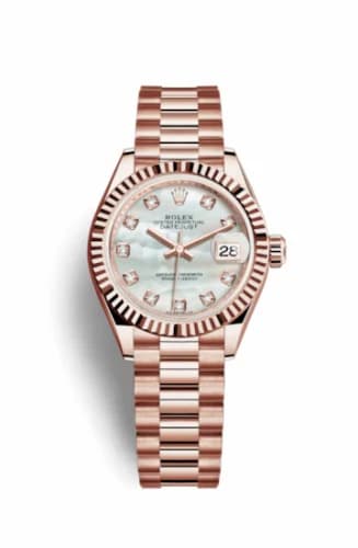 Rolex Lady-Datejust 28 Everose Fluted / President / MOP 279175-0017 — фото часов Rolex Lady-Datejust 28 Everose Fluted / President / MOP 279175-0017 — фото часов