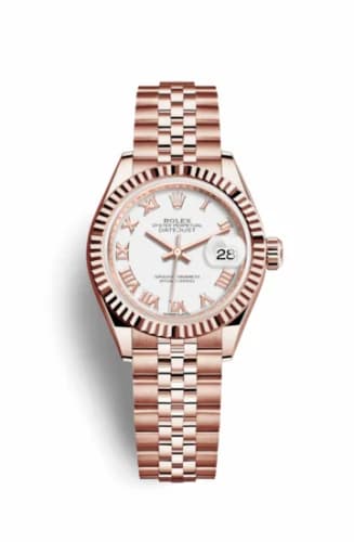 Rolex Lady-Datejust 28 Everose Fluted / Jubilee / White Roman 279175-0022 — фото часов Rolex Lady-Datejust 28 Everose Fluted / Jubilee / White Roman 279175-0022 — фото часов
