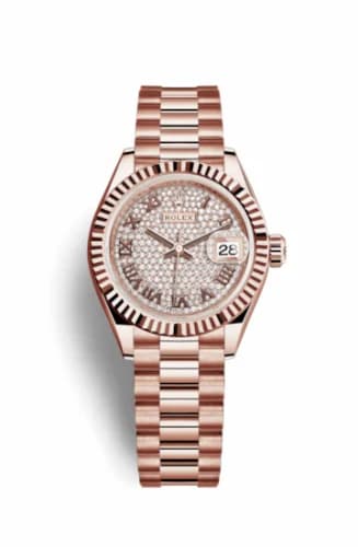Rolex Lady-Datejust 28 Everose Fluted / President / Paved Roman 279175-0023 — фото часов Rolex Lady-Datejust 28 Everose Fluted / President / Paved Roman 279175-0023 — фото часов