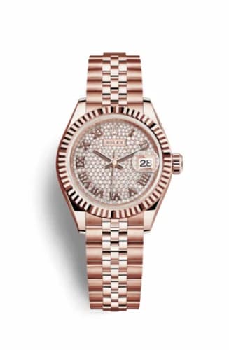 Rolex Lady-Datejust 28 Everose Fluted / Jubilee/ Paved Roman 279175-0024 — фото часов Rolex Lady-Datejust 28 Everose Fluted / Jubilee/ Paved Roman 279175-0024 — фото часов