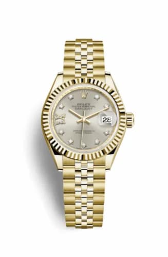 Rolex Lady-Datejust 28 Yellow Gold Fluted / Jubilee / Silver Diamond 279178-0004 — фото часов Rolex Lady-Datejust 28 Yellow Gold Fluted / Jubilee / Silver Diamond 279178-0004 — фото часов