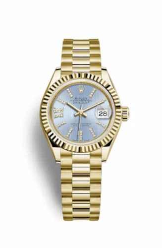 Rolex Lady-Datejust 28 Yellow Gold Fluted / President / Cornflower Diamond 279178-0009 — фото часов Rolex Lady-Datejust 28 Yellow Gold Fluted / President / Cornflower Diamond 279178-0009 — фото часов