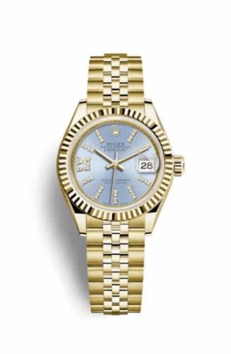 Rolex Lady-Datejust 28 Yellow Gold Fluted / Jubilee / Cornflower Diamond 279178-0010 — фото часов Rolex Lady-Datejust 28 Yellow Gold Fluted / Jubilee / Cornflower Diamond 279178-0010 — фото часов