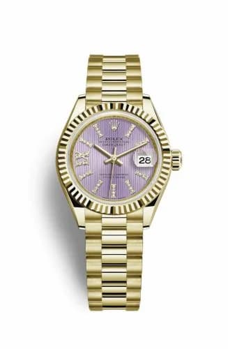 Rolex Lady-Datejust 28 Yellow Gold Fluted / President / Lilac Diamond 279178-0011 — фото часов Rolex Lady-Datejust 28 Yellow Gold Fluted / President / Lilac Diamond 279178-0011 — фото часов