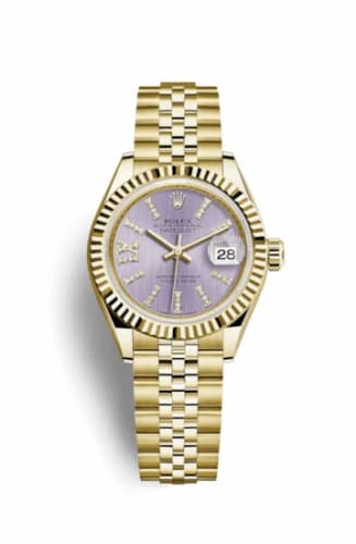 Rolex Lady-Datejust 28 Yellow Gold Fluted / Jubilee / Lilac Diamond 279178-0012 — фото часов Rolex Lady-Datejust 28 Yellow Gold Fluted / Jubilee / Lilac Diamond 279178-0012 — фото часов