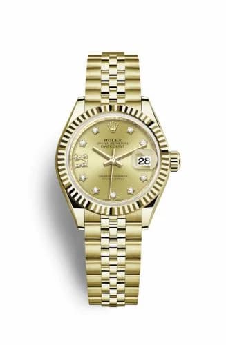 Rolex Lady-Datejust 28 Yellow Gold Fluted / Jubilee / Champagne Diamond 279178-0014 — фото часов Rolex Lady-Datejust 28 Yellow Gold Fluted / Jubilee / Champagne Diamond 279178-0014 — фото часов