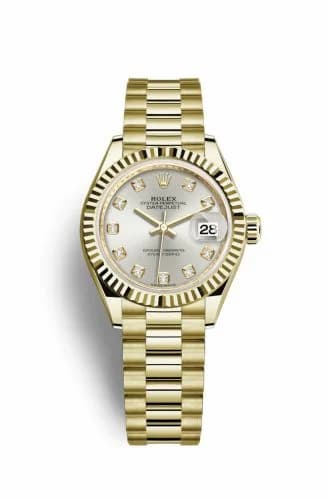 Rolex Lady-Datejust 28 Yellow Gold Fluted / President / Silver Diamond 279178-0015 — фото часов Rolex Lady-Datejust 28 Yellow Gold Fluted / President / Silver Diamond 279178-0015 — фото часов