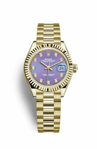 Rolex Lady-Datejust 28 Yellow Gold Fluted / President / Lavender Diamond 279178-0018 — фото часов Rolex Lady-Datejust 28 Yellow Gold Fluted / President / Lavender Diamond 279178-0018 — фото часов