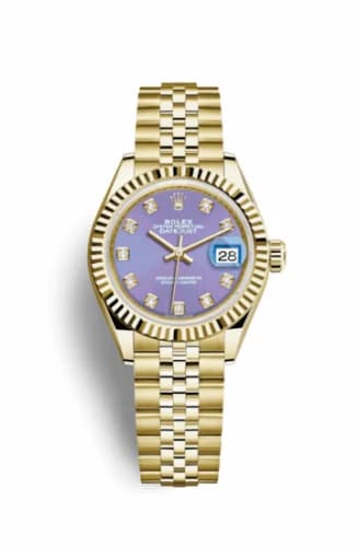 Rolex Lady-Datejust 28 Yellow Gold Fluted / Jubilee / Lavender Diamond 279178-0019 — фото часов Rolex Lady-Datejust 28 Yellow Gold Fluted / Jubilee / Lavender Diamond 279178-0019 — фото часов
