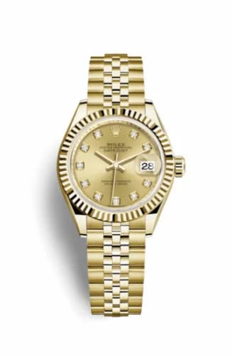 Rolex Lady-Datejust 28 Yellow Gold Fluted / Jubilee / Champagne Diamond 279178-0024 — фото часов Rolex Lady-Datejust 28 Yellow Gold Fluted / Jubilee / Champagne Diamond 279178-0024 — фото часов